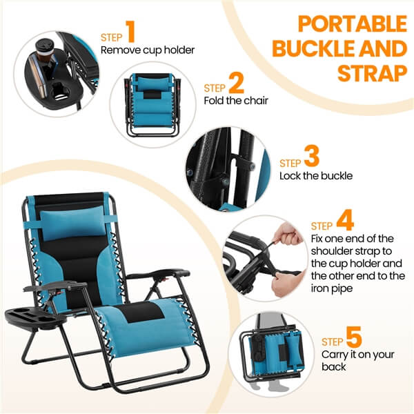 Yaheetech 29in Full Padded Zero Gravity Chair