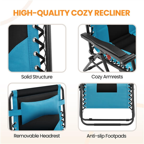 Yaheetech 29in Full Padded Zero Gravity Chair