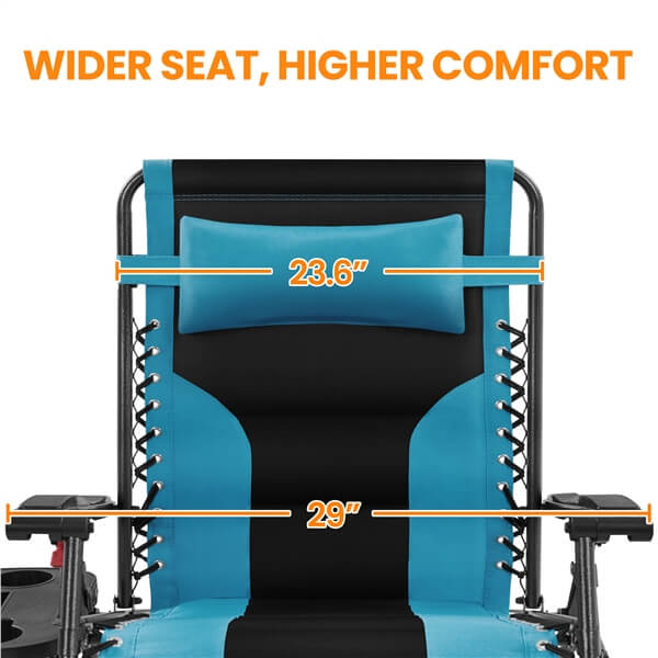 Yaheetech 29in Full Padded Zero Gravity Chair