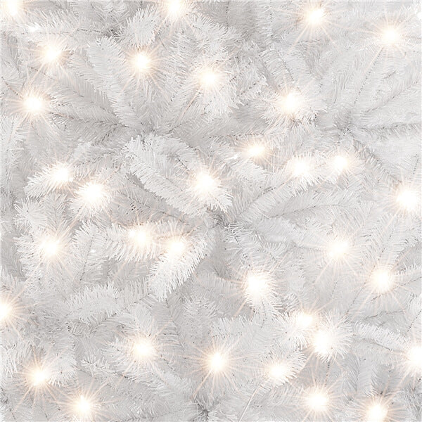 Yaheetech 4.5ft Pre-lit Spruce Artificial Hinged Christmas Pine Tree White