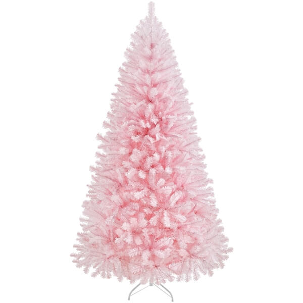 Yaheetech 6ft Pre-lit Artificial Hinged Christmas Tree Pink
