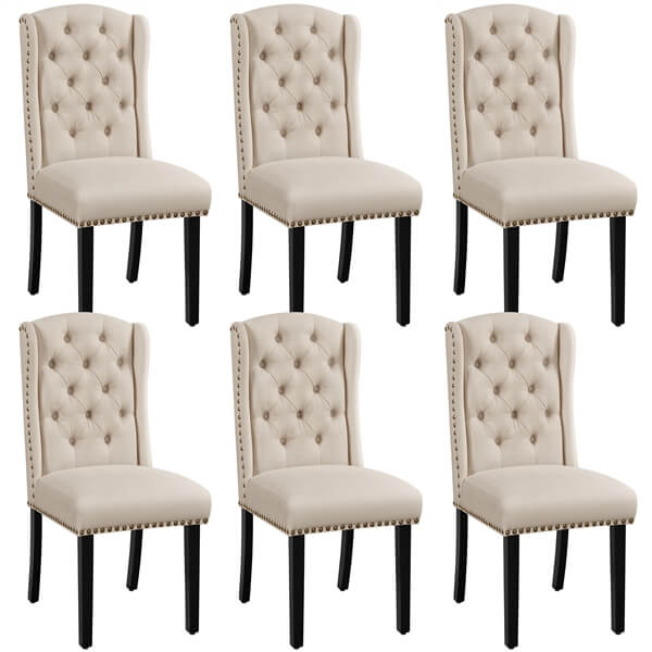 Yaheetech Upholstered Dining Chairs Set of 6 Button Tufted Kitchen Chairs