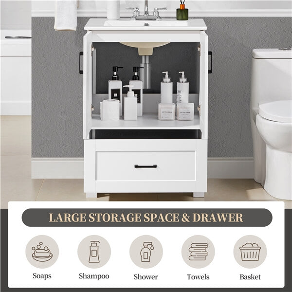 Yaheetech 24.5" Modern Bathroom Vanity with Ceramic Basin