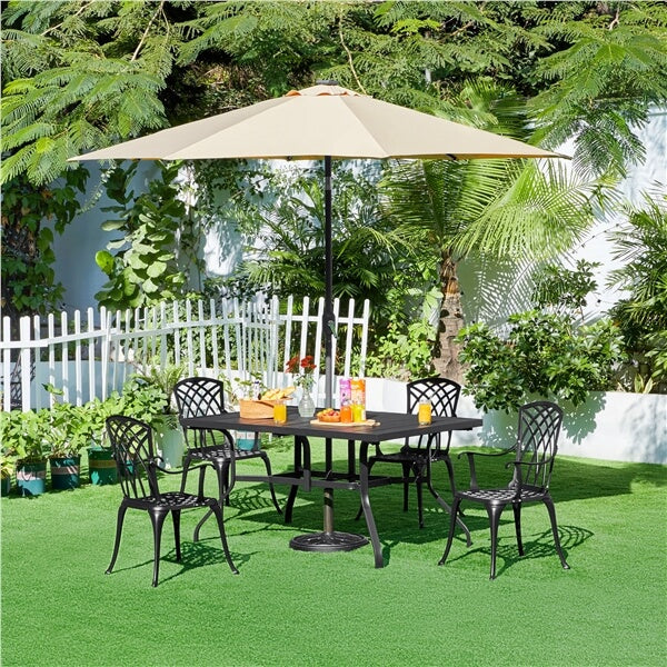 Yaheetech Patio Bistro Set 3-Piece Outdoor Cast Aluminum Table and Chairs Set