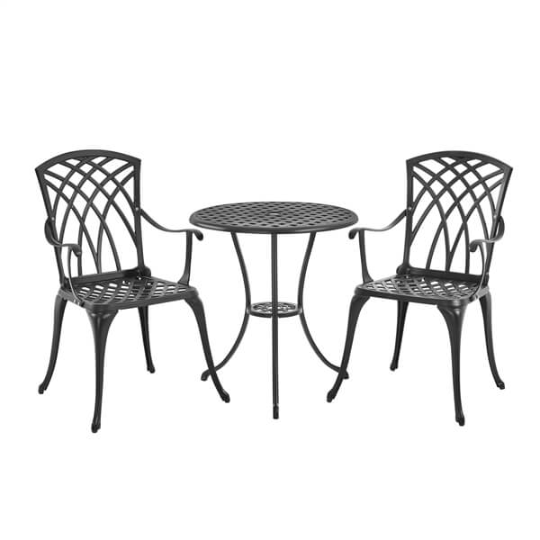 Yaheetech Patio Bistro Set 3-Piece Outdoor Cast Aluminum Table and Chairs Set