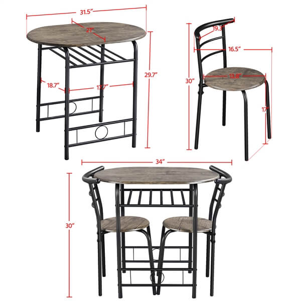 Yaheetech 3 Piece Dining Table Set