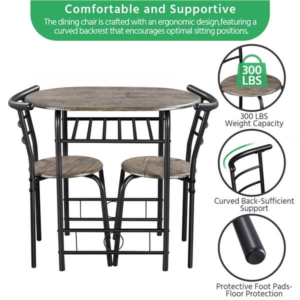 Yaheetech 3 Piece Dining Table Set
