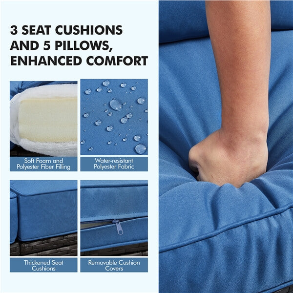 Yaheetech 3-Seat Patio Wicker Sofa