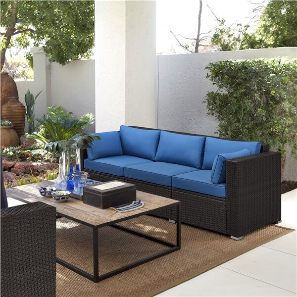 Yaheetech 3-Seat Patio Wicker Sofa