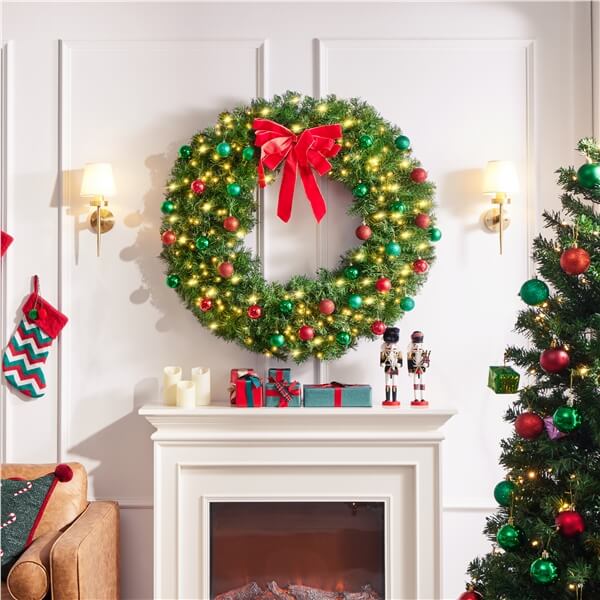 large outdoor lighted christmas wreaths