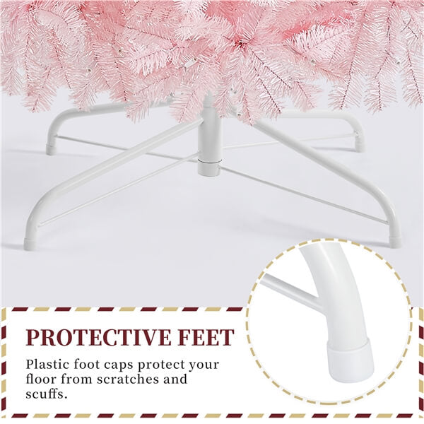 Yaheetech 6ft Pre-lit Artificial Hinged Christmas Tree Pink