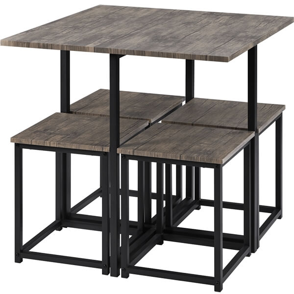 Yaheetech Dining Table Set for 4 Industrial Kitchen Table with 4 Chairs