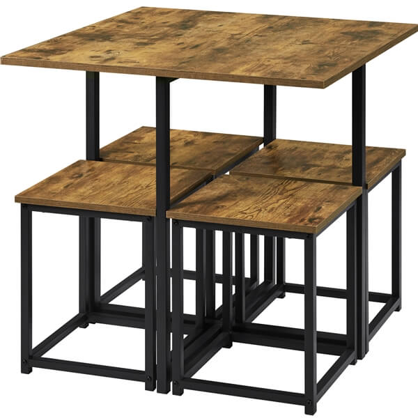 Yaheetech Dining Table Set for 4 Industrial Kitchen Table with 4 Chairs