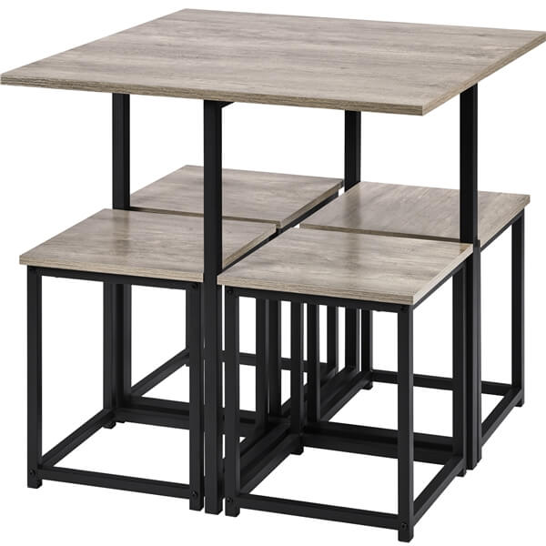Yaheetech Dining Table Set for 4 Industrial Kitchen Table with 4 Chairs