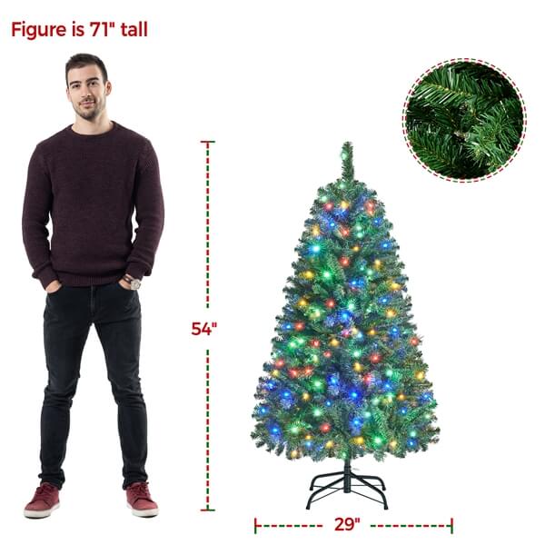 Buy Yaheetech 4.5ft Pre-lit Artificial Christmas Tree With Incandescent Warm White Lights Snow Flocked Full Prelighted Xmas Tree With 340 Branch Tips 150 Incandescent Lights Foldable Stand White