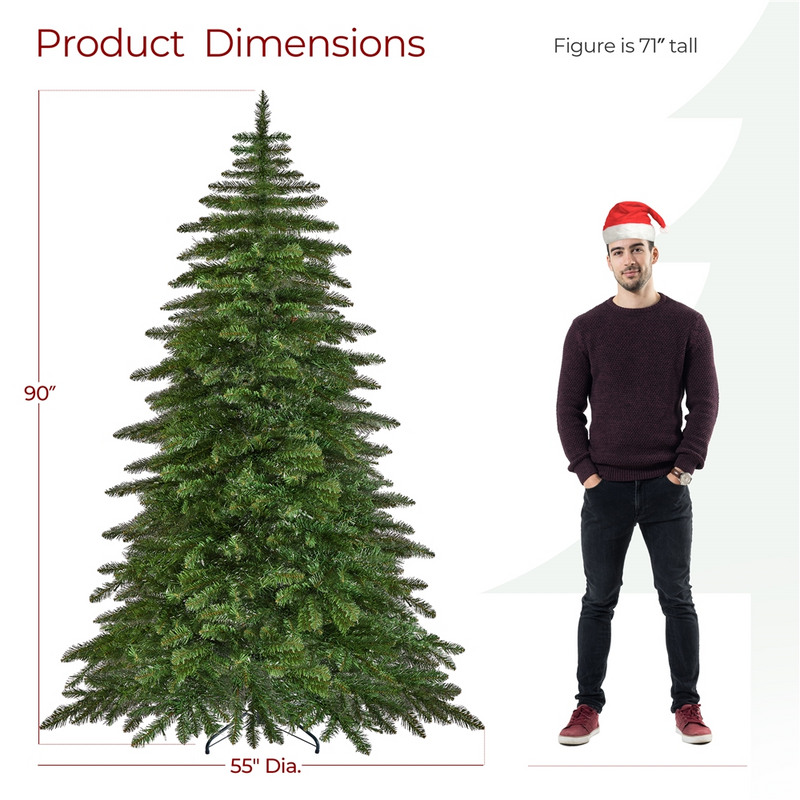 Pre-lit Christmas Fir Tree with Warm LED Lights & PVC Tips, Stand Included