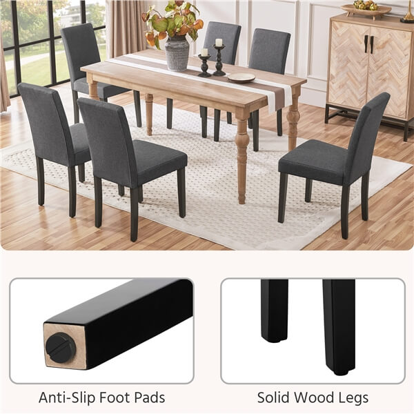 Yaheetech Dining Chairs Set of 6 Fabric Upholstered Parson