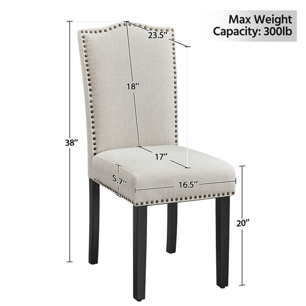 Upholstered Fabric Dining Chairs Set of 6 Beige