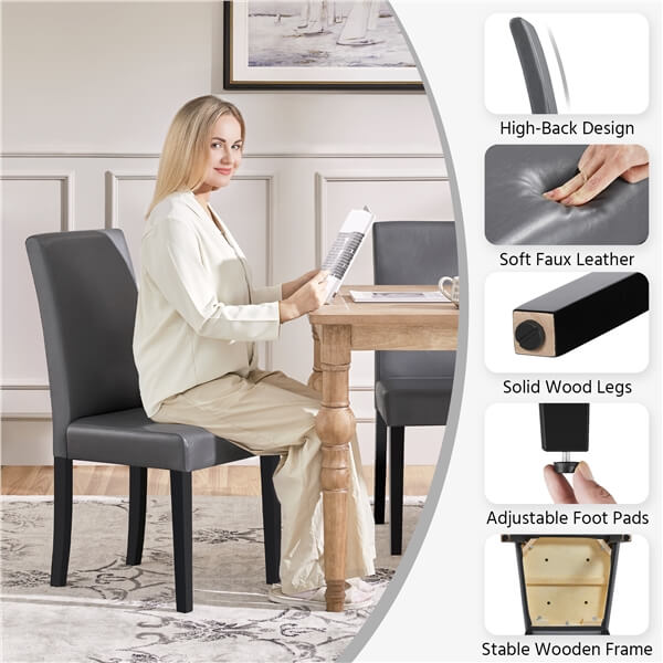 Yaheetech Dining Chairs Set of 6 Faux Leather