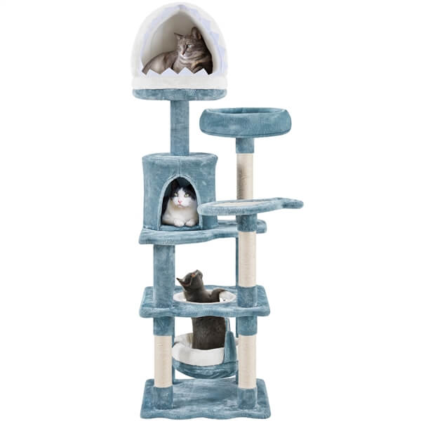 tall cat tower with hammock