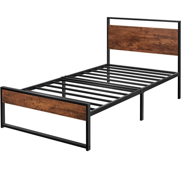 Yaheetech Twin/Full/Queen Metal Platform Bed Frame, Mahogany