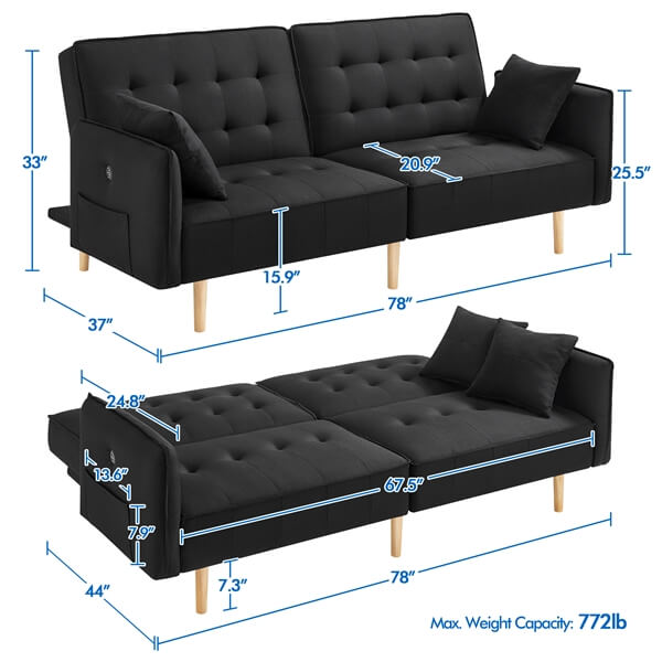 Convertible Futon Sofa Bed