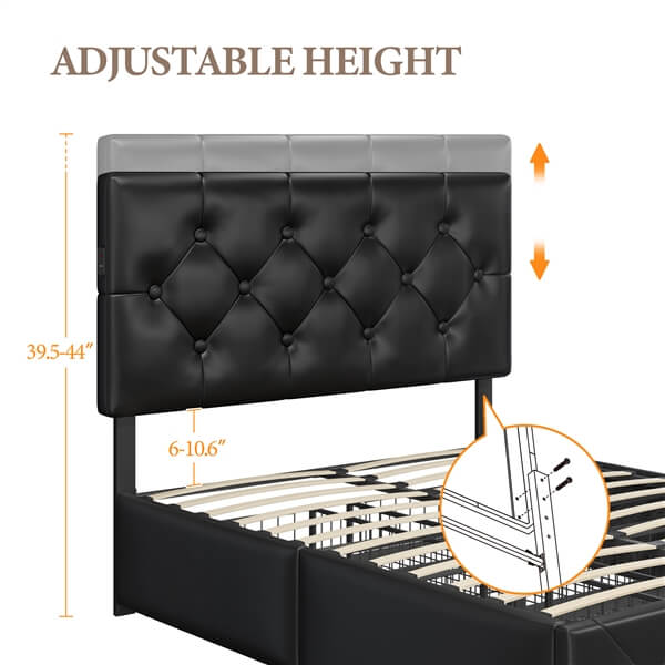 Full Storage Bed with USB Ports