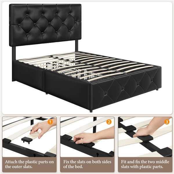 Full Storage Bed with USB Ports