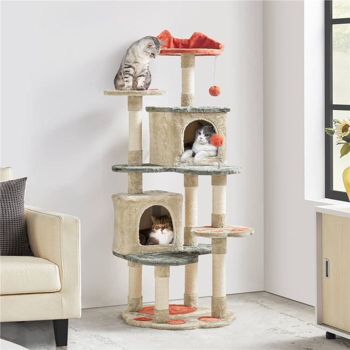 57.5″ Tall Cat Paw-Shaped Play Tower,