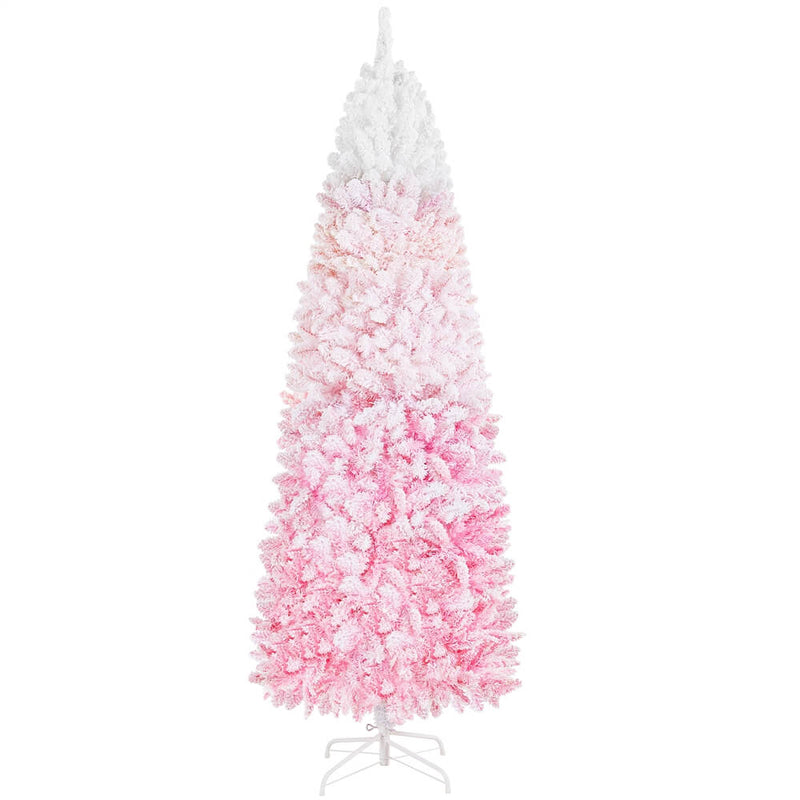 pre lit snowy pencil christmas tree