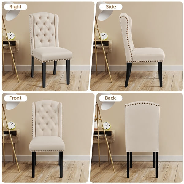 Yaheetech Upholstered Dining Chairs Set of 6 Button Tufted Kitchen Chairs