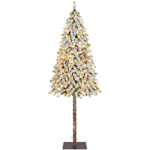 6 ft flocked pencil christmas tree pre lit