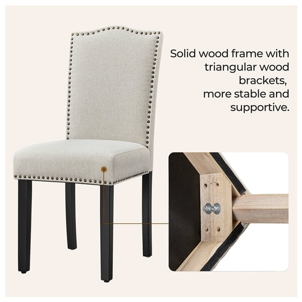 Upholstered Fabric Dining Chairs Set of 6 Beige