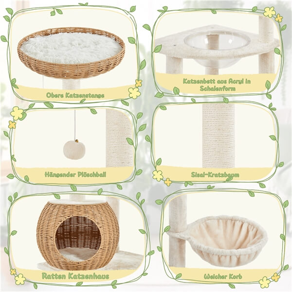 Yaheetech 54in Rattan Cat Tree