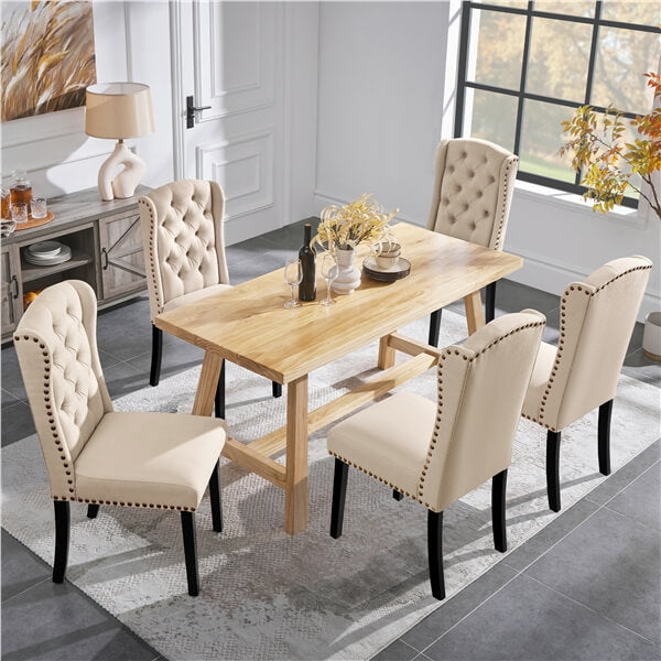Yaheetech Upholstered Dining Chairs Set of 6 Button Tufted Kitchen Chairs