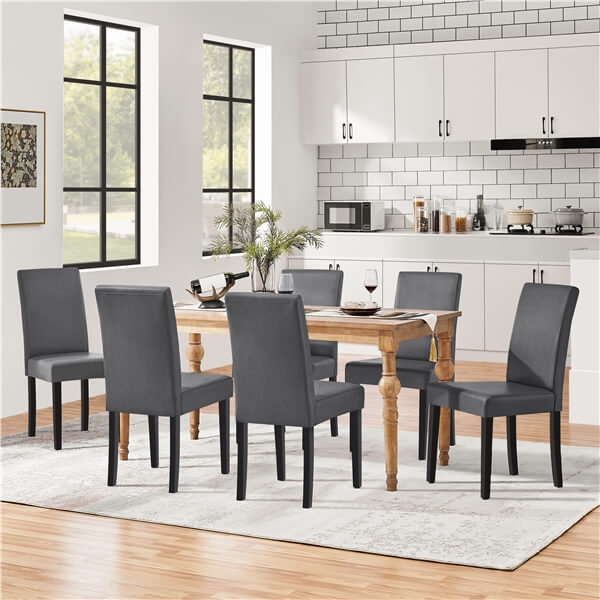 Yaheetech Dining Chairs Set of 6 Faux Leather