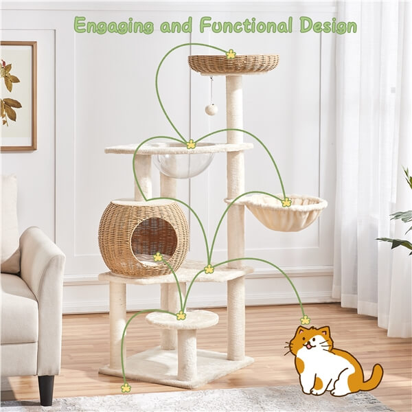 Yaheetech 54in Rattan Cat Tree