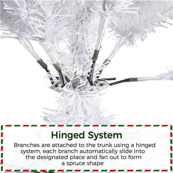 Yaheetech 4.5ft Pre-lit Spruce Artificial Hinged Christmas Pine Tree White