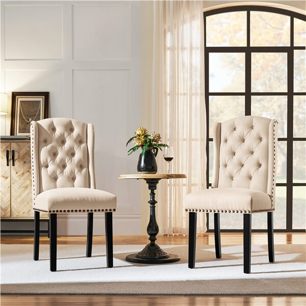 Yaheetech Upholstered Dining Chairs Set of 6 Button Tufted Kitchen Chairs