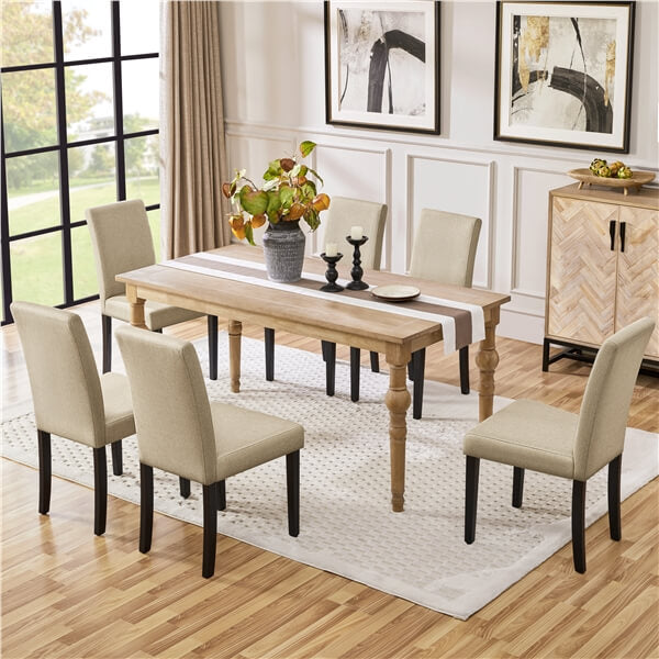 Yaheetech Dining Chairs Set of 6 Fabric Upholstered Parson