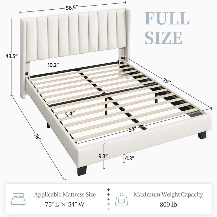 Yaheetech Bed Frame Upholstered Platform Bed with Fabric Headboard