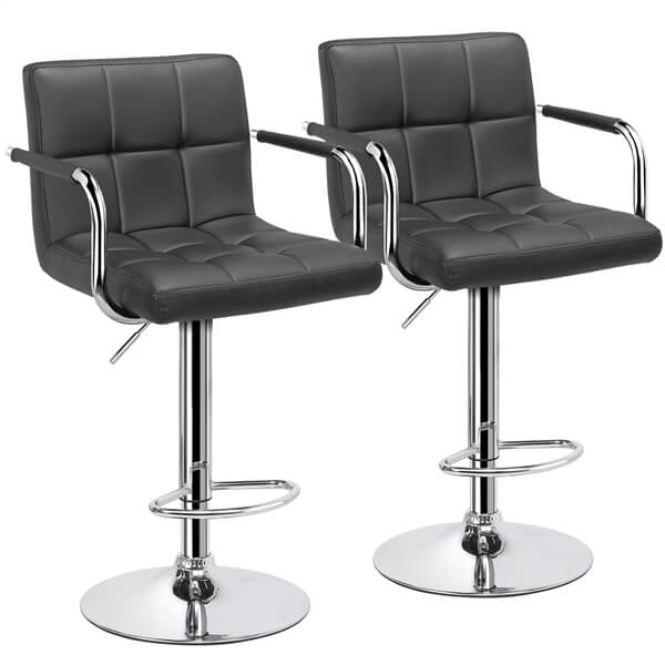 Hydraulic Kitchen Counter Height Bar Chairs with Armrest and Back for Bar