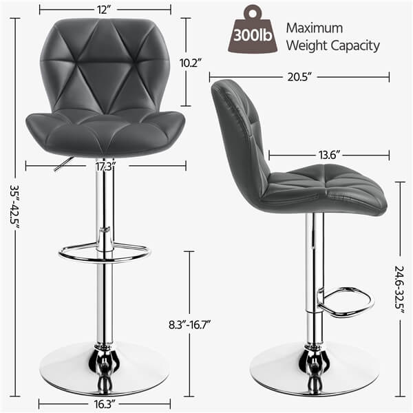 Yaheetech 24.6-32.5 Inch Adjustable Bar Chairs 2PCS