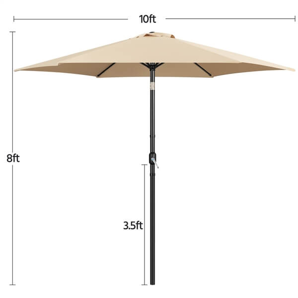 Yaheetech Outdoor Table Umbrella with Push Button Tilt and Crank