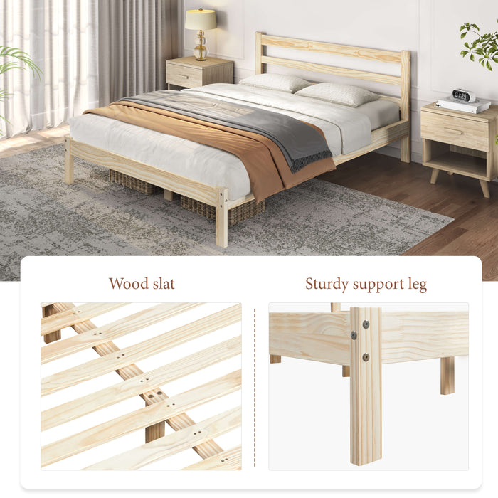Yaheetech Solid Pine Wood Platform Bed