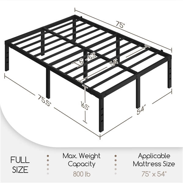 Yaheetech 16.5 Inch Metal Platform Bed Frame with Heavy Duty Steel Slat Support
