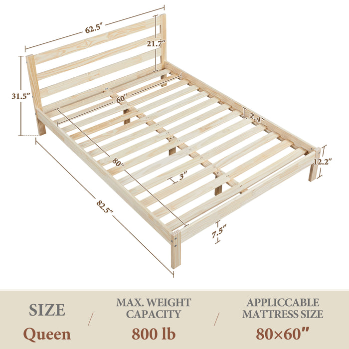 Yaheetech Solid Pine Wood Platform Bed