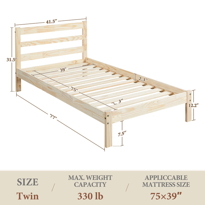 Yaheetech Solid Pine Wood Platform Bed