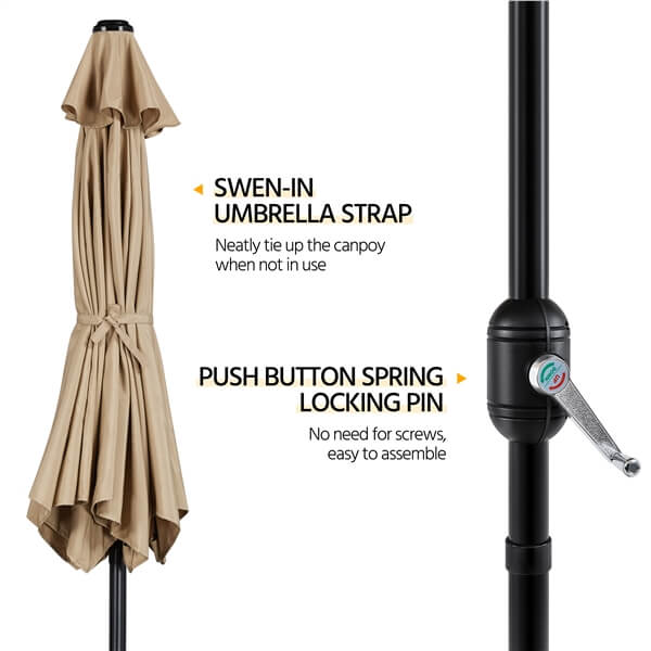 Yaheetech Outdoor Table Umbrella with Push Button Tilt and Crank