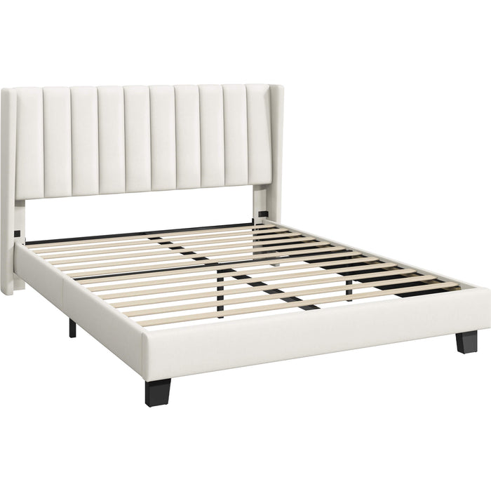 Yaheetech Upholstered Bed Frame with Wing Side